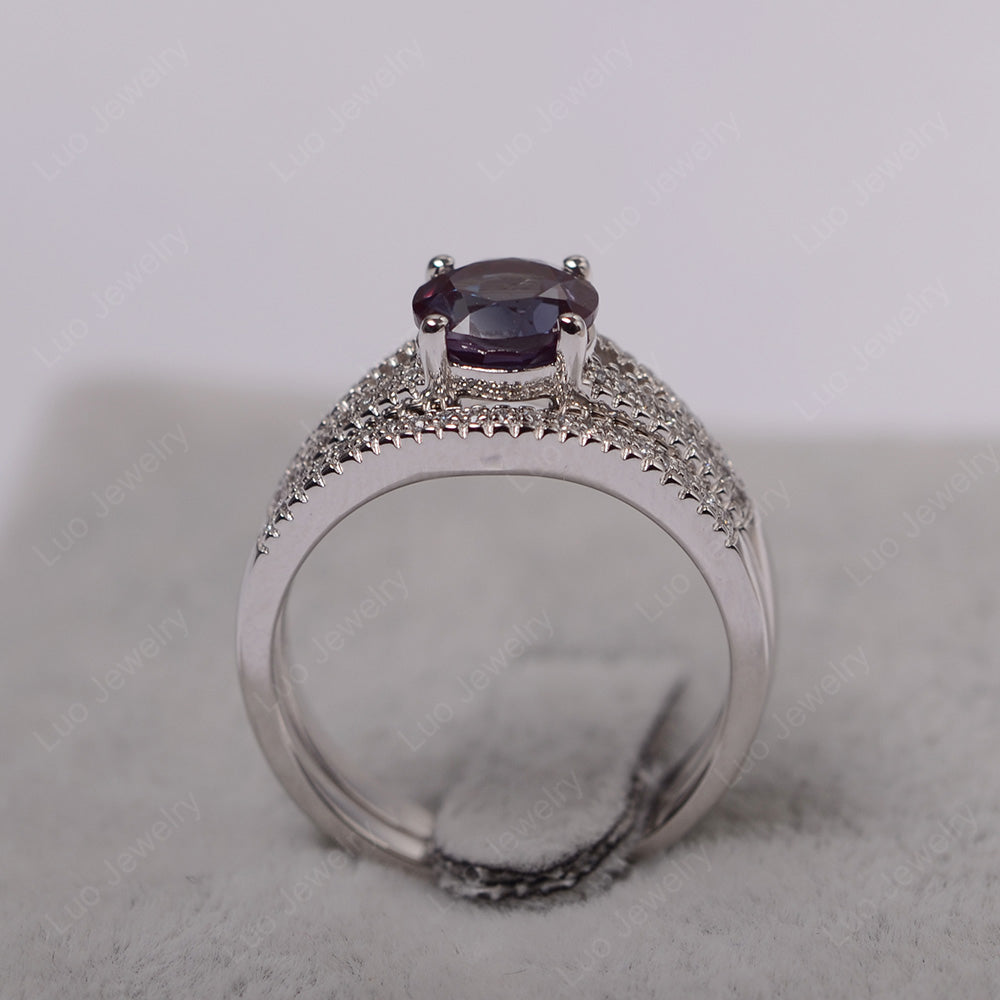 Alexandrite Engagement Ring Split Shank - LUO Jewelry