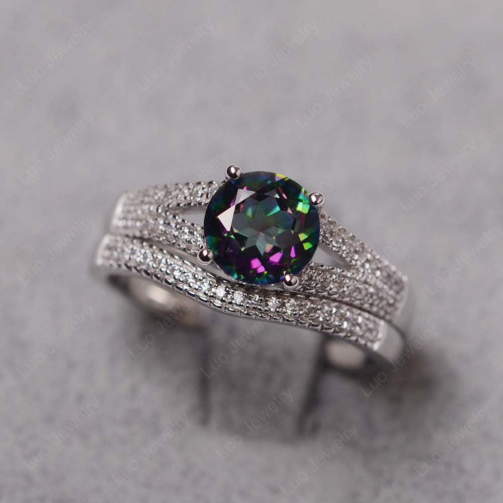 Mystic Topaz Engagement Ring Split Shank - LUO Jewelry