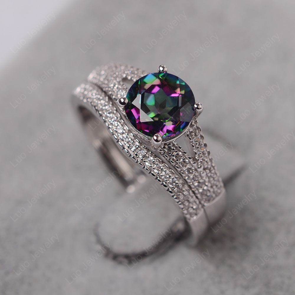 Mystic Topaz Engagement Ring Split Shank - LUO Jewelry