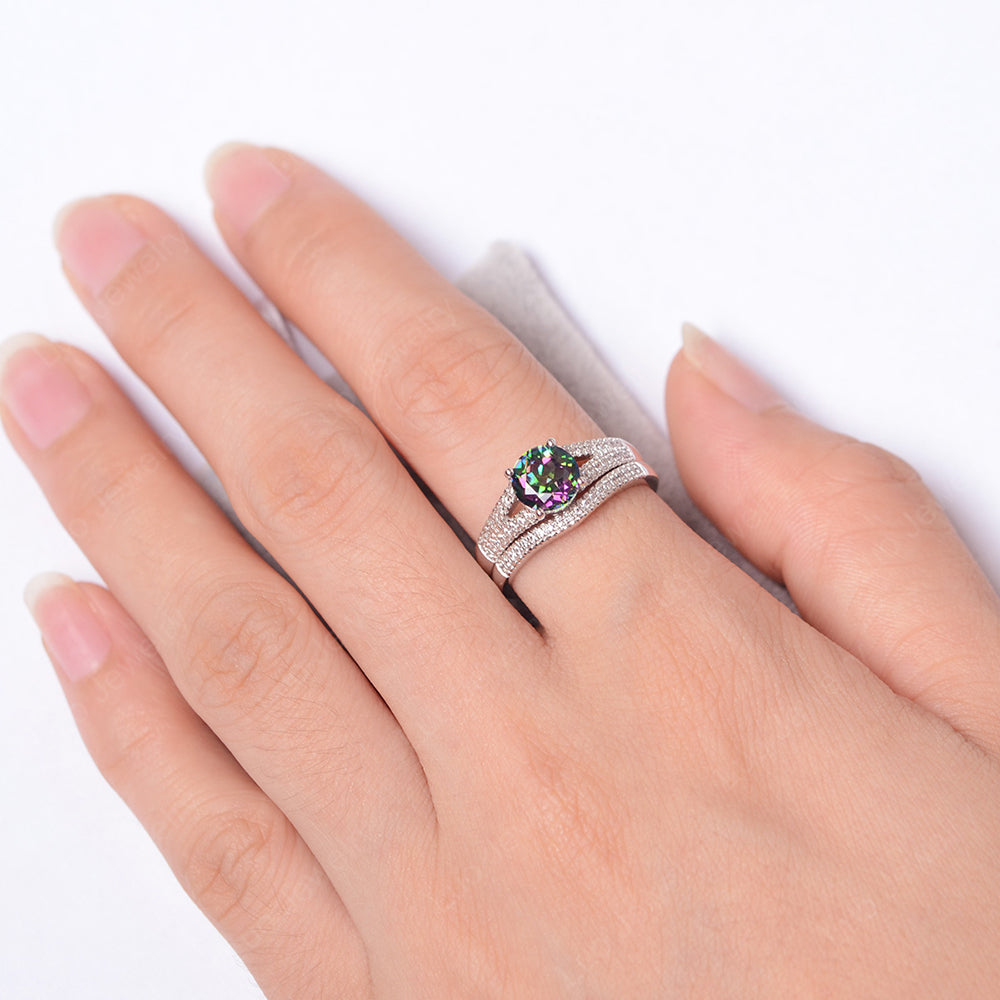 Mystic Topaz Engagement Ring Split Shank - LUO Jewelry