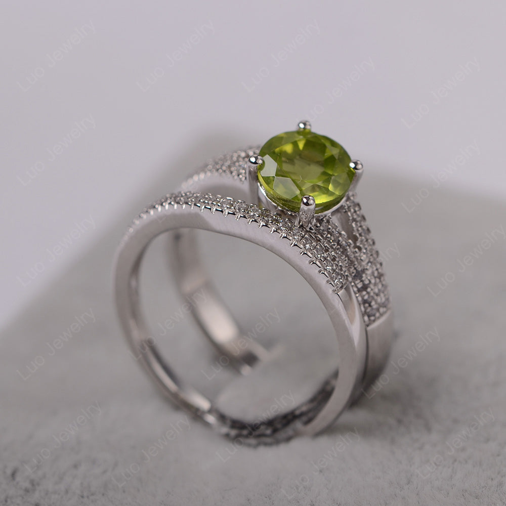 Peridot Engagement Ring Split Shank - LUO Jewelry