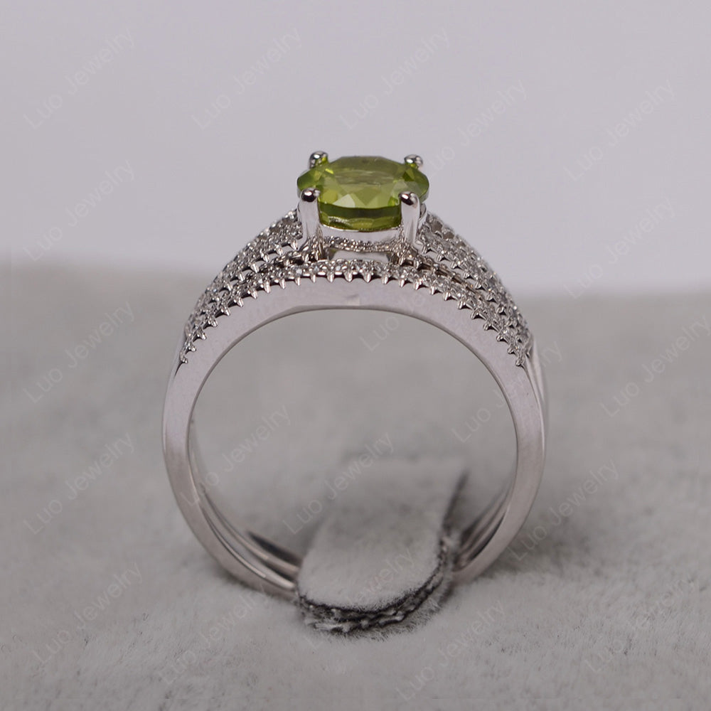 Peridot Engagement Ring Split Shank - LUO Jewelry