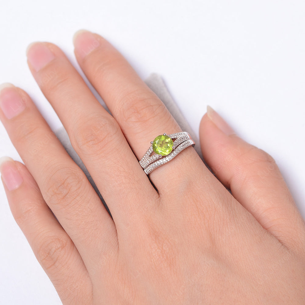 Peridot Engagement Ring Split Shank - LUO Jewelry