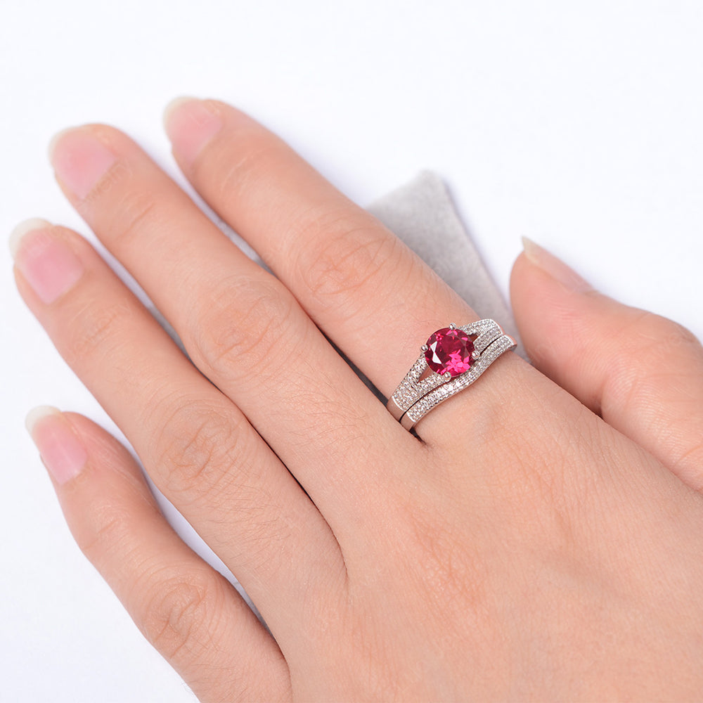 Ruby Engagement Ring Split Shank - LUO Jewelry