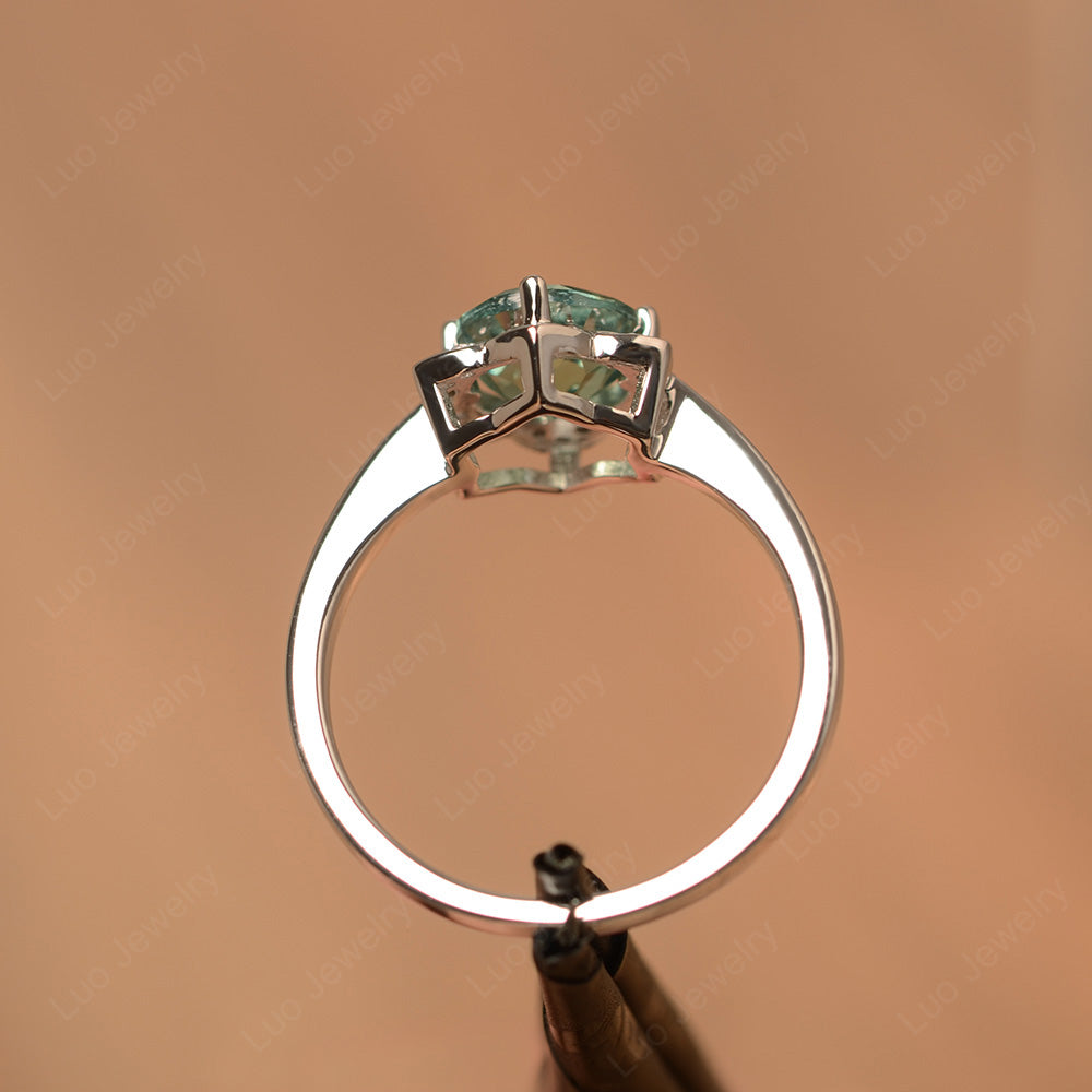 Round Cut Green Sapphire Halo Flower Engagement Ring - LUO Jewelry