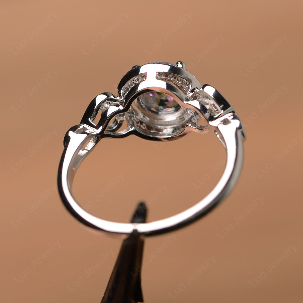 Art Deco Mystic Topaz Halo Engagement Ring - LUO Jewelry