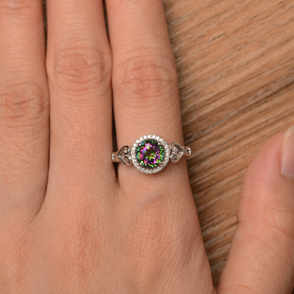 Art Deco Mystic Topaz Halo Engagement Ring - LUO Jewelry