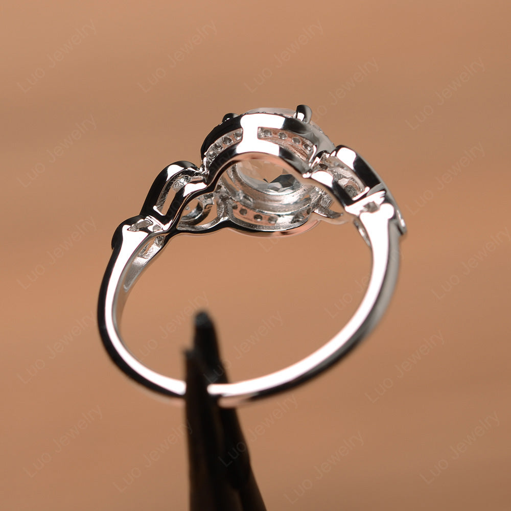 Art Deco White Topaz Halo Engagement Ring - LUO Jewelry