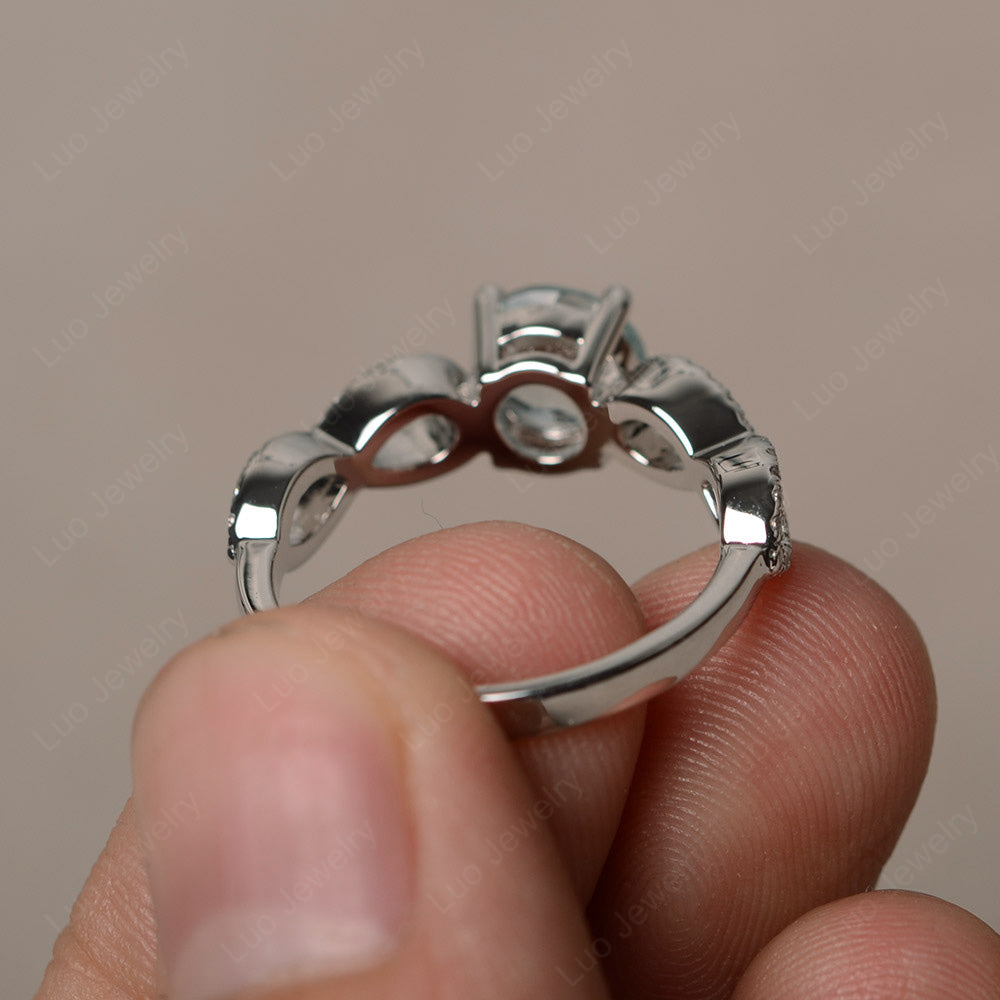 Round Cut Aquamarine Infinity Ring White Gold - LUO Jewelry