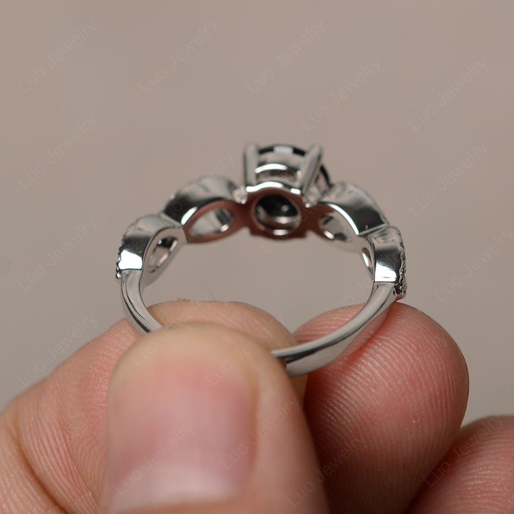 Round Cut Black Stone Infinity Ring White Gold - LUO Jewelry