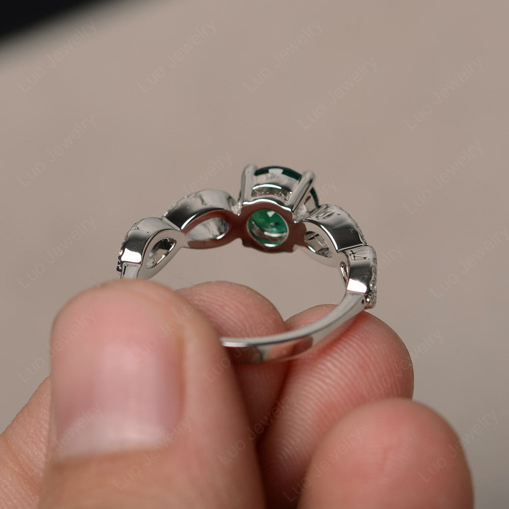 Round Cut Lab Emerald Infinity Ring White Gold - LUO Jewelry