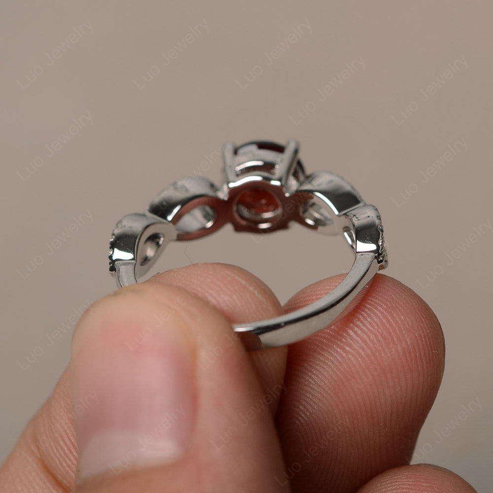 Round Cut Garnet Infinity Ring White Gold - LUO Jewelry