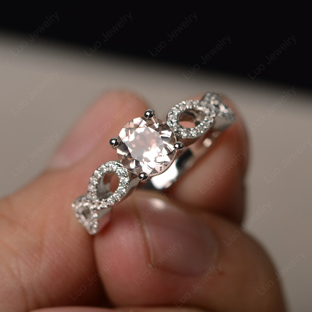 Round Cut Morganite Infinity Ring White Gold - LUO Jewelry