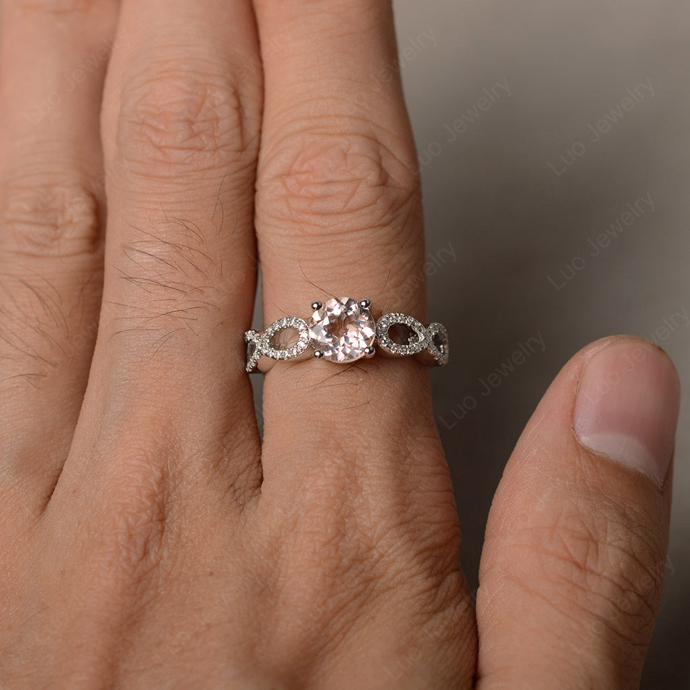 Round Cut Morganite Infinity Ring White Gold - LUO Jewelry