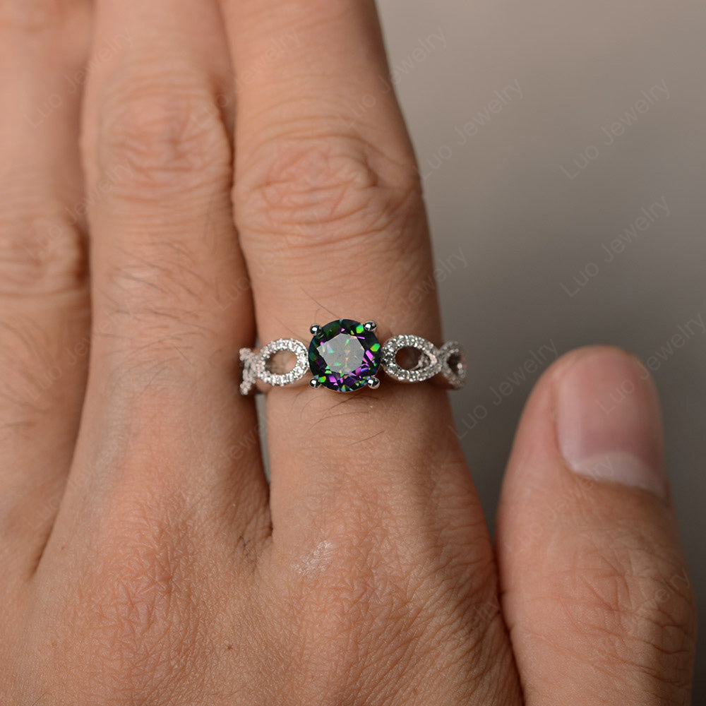 Round Cut Mystic Topaz Infinity Ring White Gold - LUO Jewelry