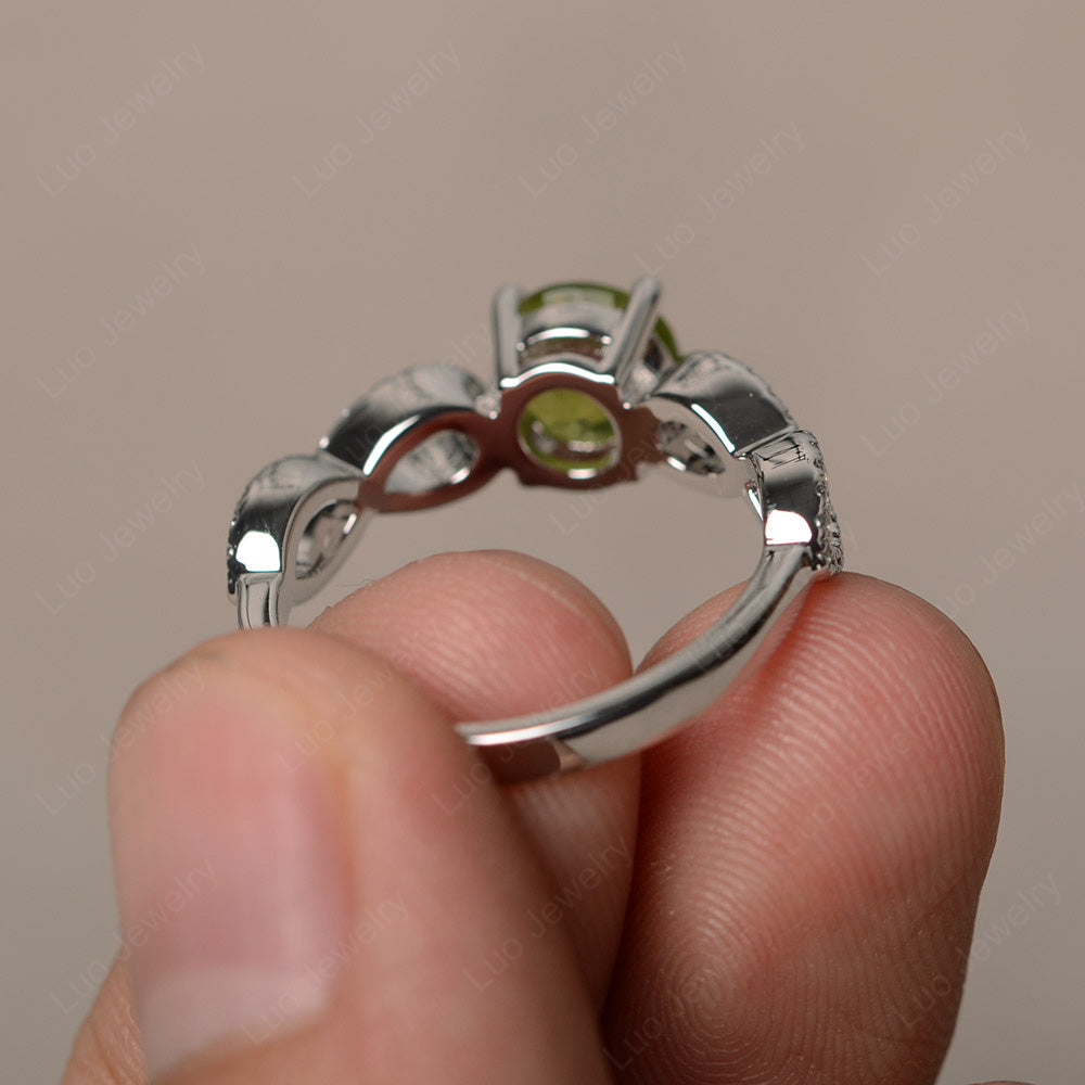 Round Cut Peridot Infinity Ring White Gold - LUO Jewelry