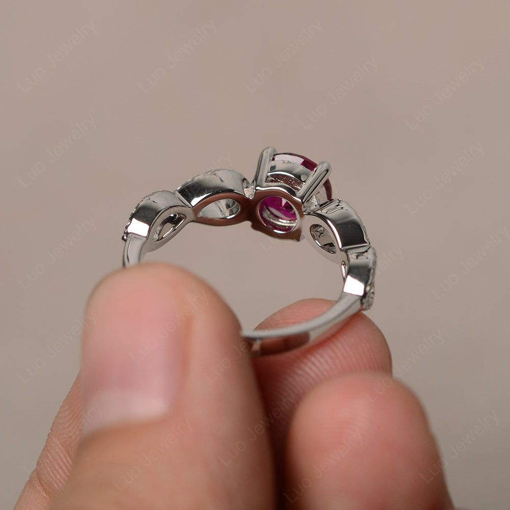 Round Cut Ruby Infinity Ring White Gold - LUO Jewelry