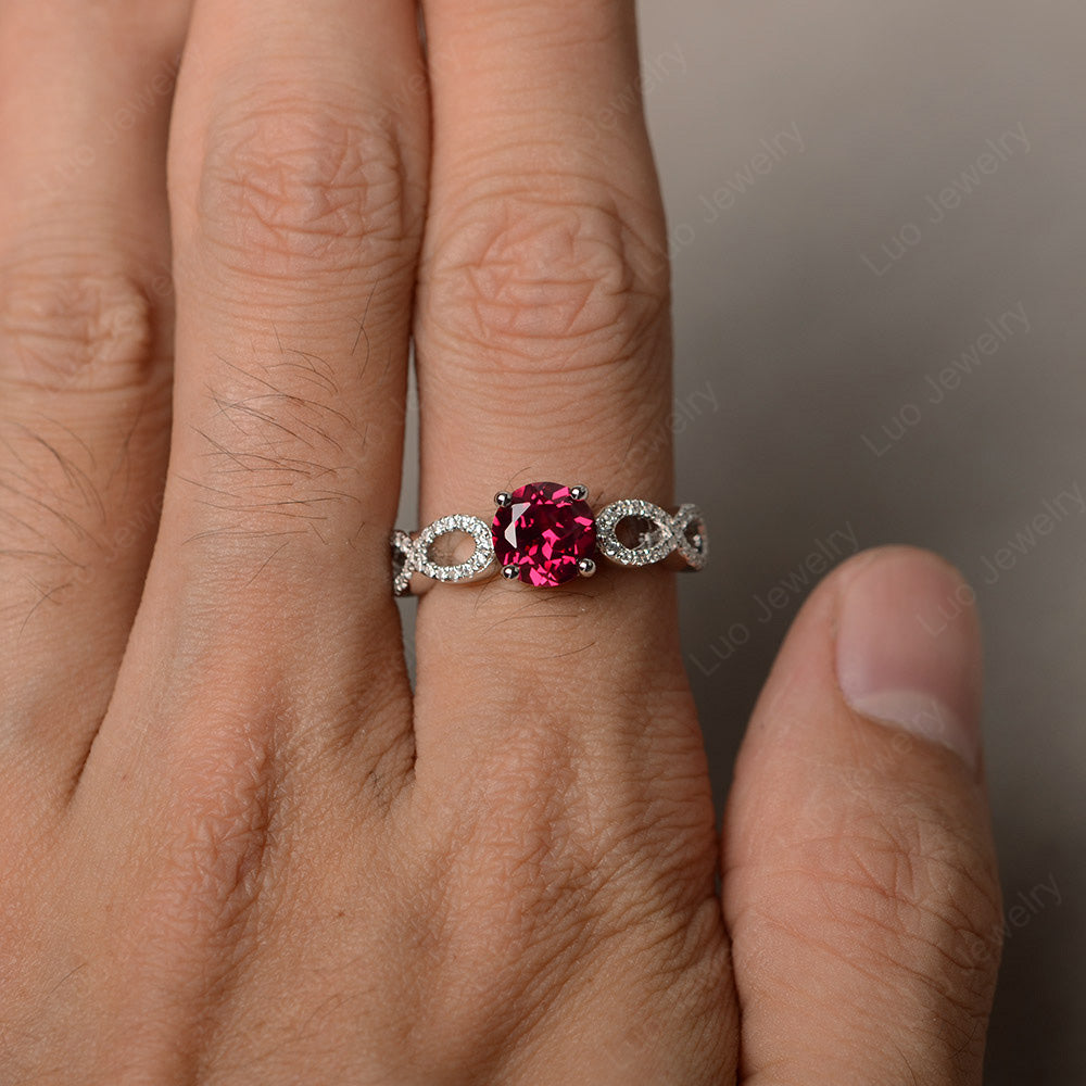Round Cut Ruby Infinity Ring White Gold - LUO Jewelry