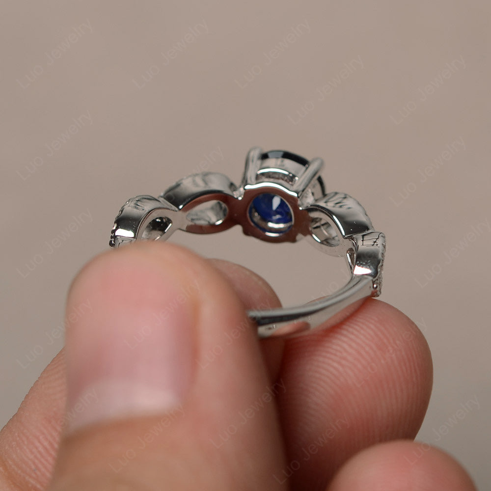 Round Cut Lab Sapphire Infinity Ring White Gold - LUO Jewelry