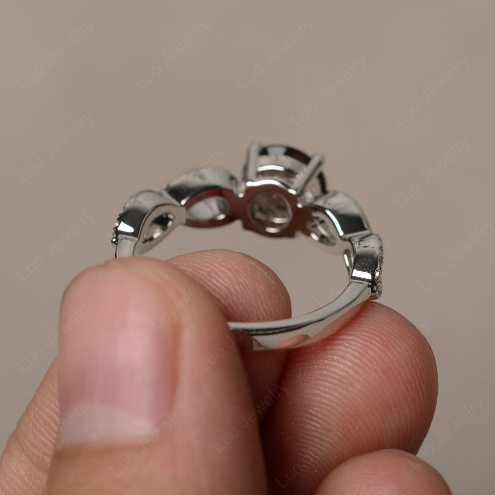 Round Cut Smoky Quartz  Infinity Ring White Gold - LUO Jewelry