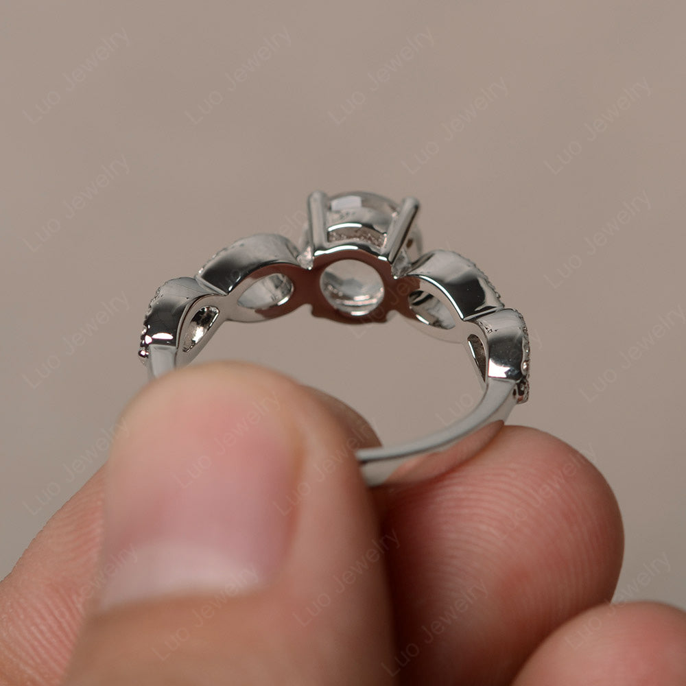 Round Cut White Topaz Infinity Ring White Gold - LUO Jewelry