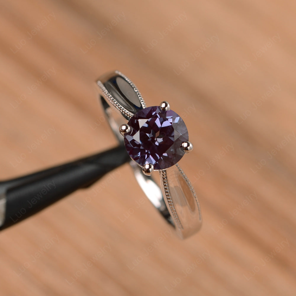 Alexandrite Ring Solitaire Engagement Ring - LUO Jewelry