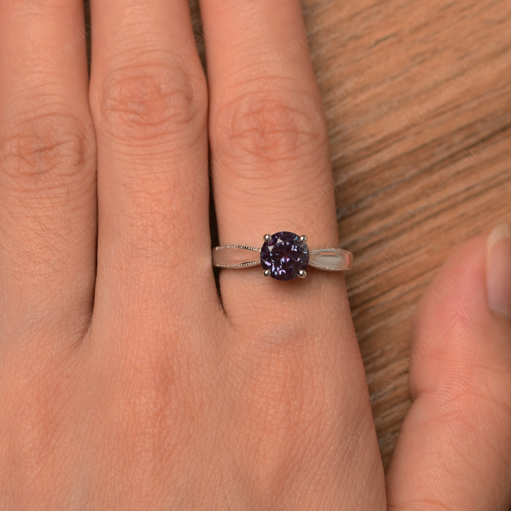 Alexandrite Ring Solitaire Engagement Ring - LUO Jewelry