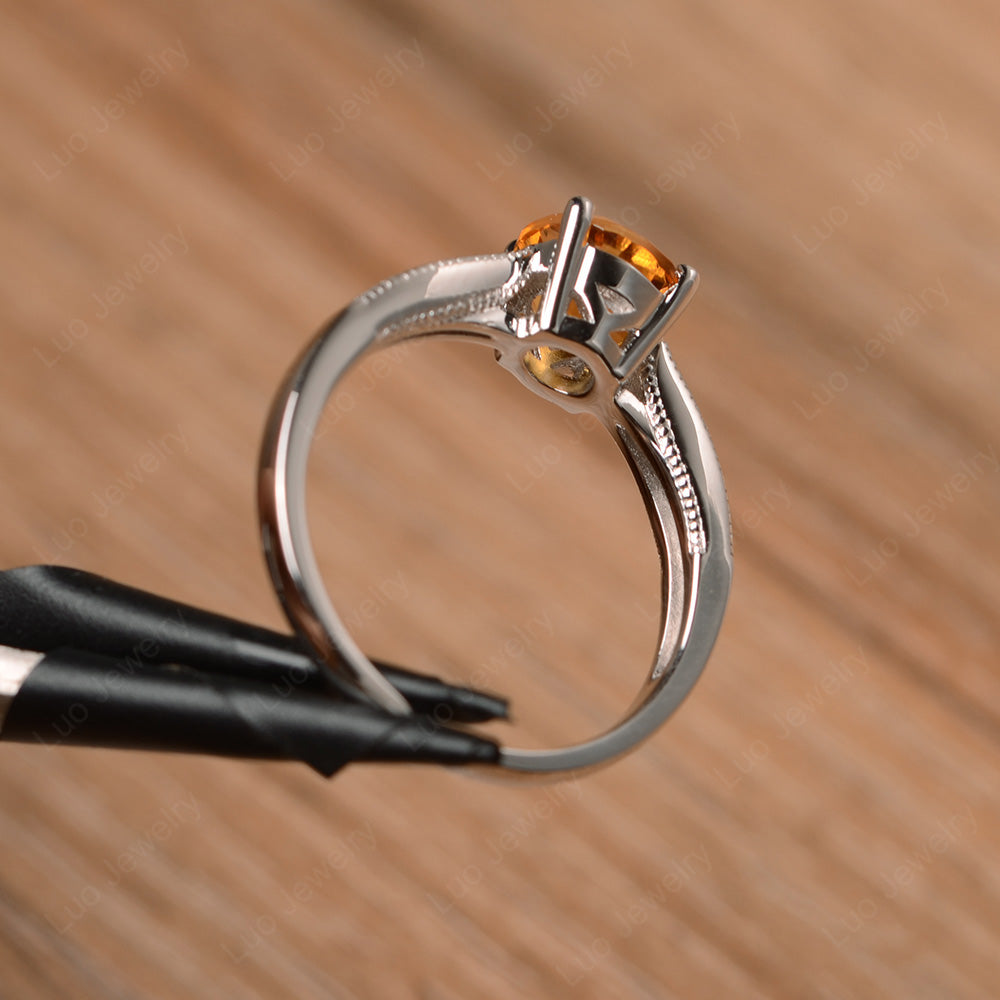 Citrine Ring Solitaire Engagement Ring - LUO Jewelry