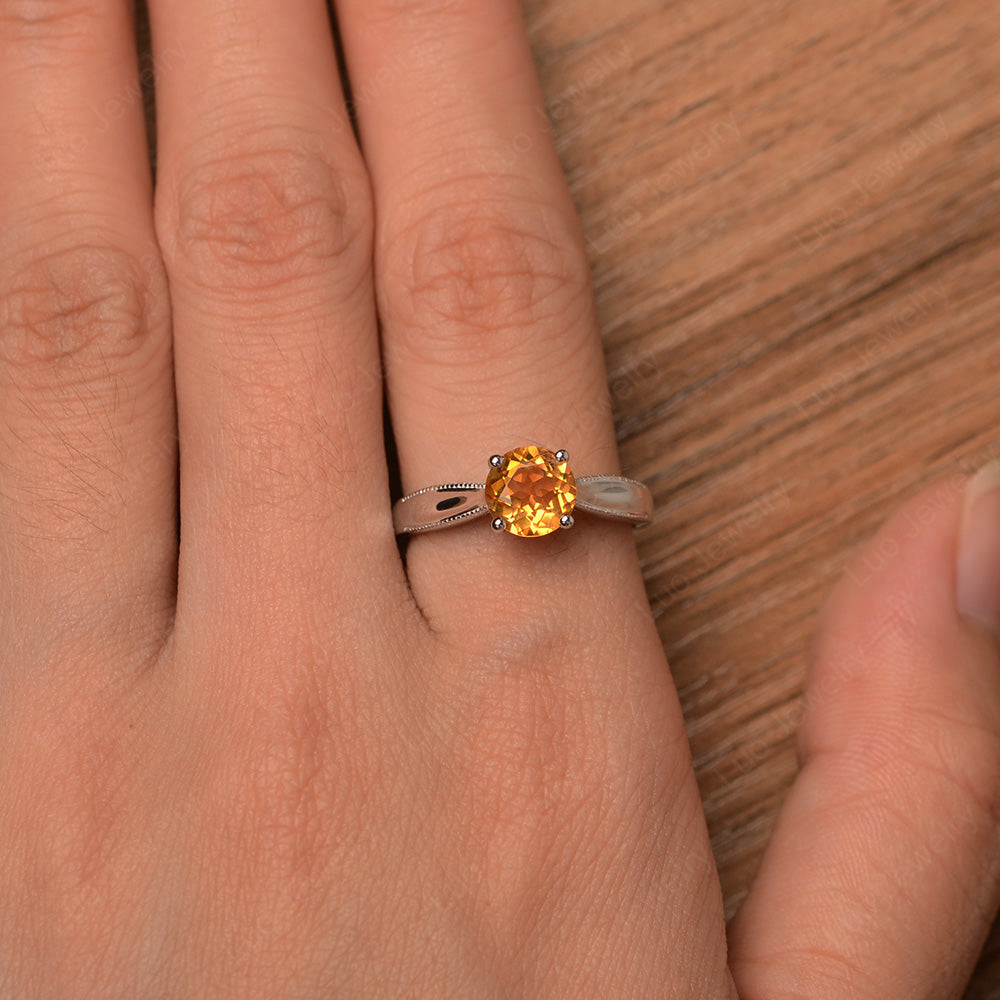 Citrine Ring Solitaire Engagement Ring - LUO Jewelry