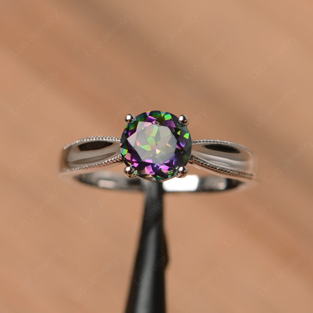 Mystic Topaz Ring Solitaire Engagement Ring - LUO Jewelry