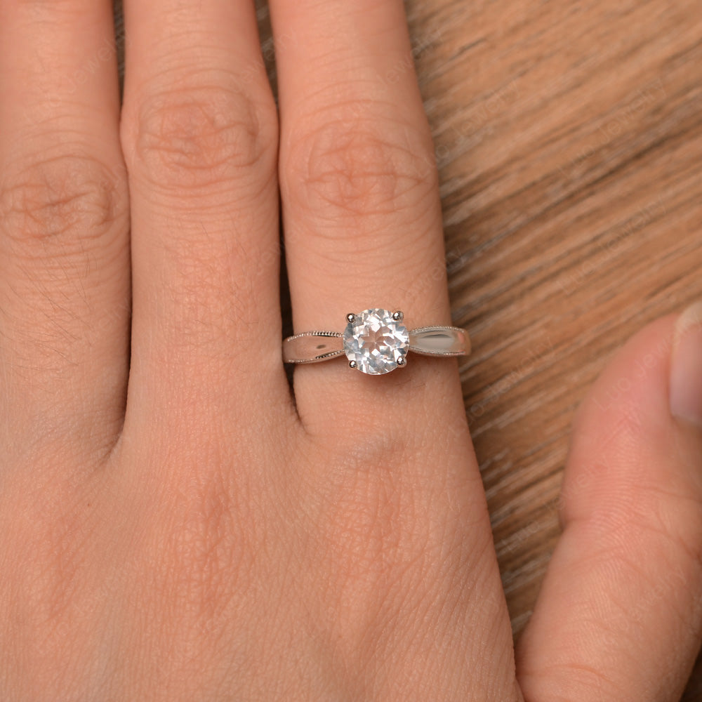 White Topaz Ring Solitaire Engagement Ring - LUO Jewelry