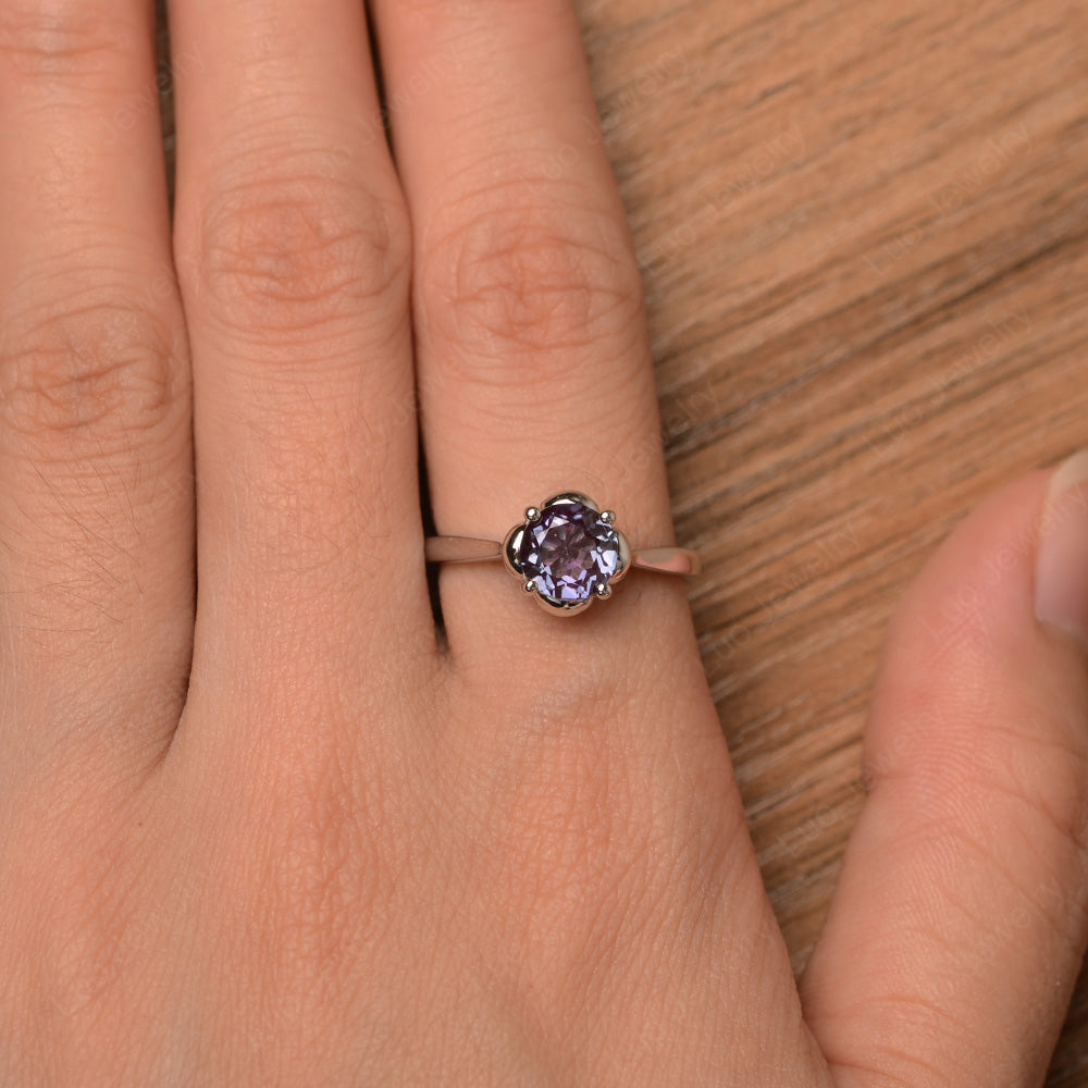 Flower Alexandrite Solitaire Engagement Ring - LUO Jewelry