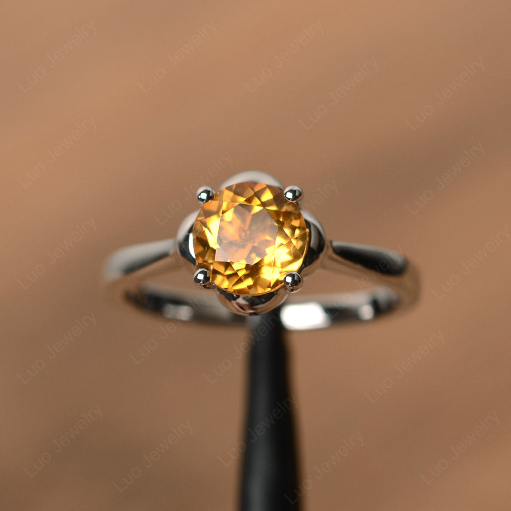 Flower Citrine Solitaire Engagement Ring - LUO Jewelry