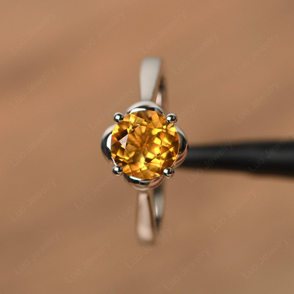 Flower Citrine Solitaire Engagement Ring - LUO Jewelry