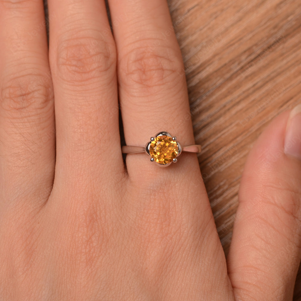 Flower Citrine Solitaire Engagement Ring - LUO Jewelry