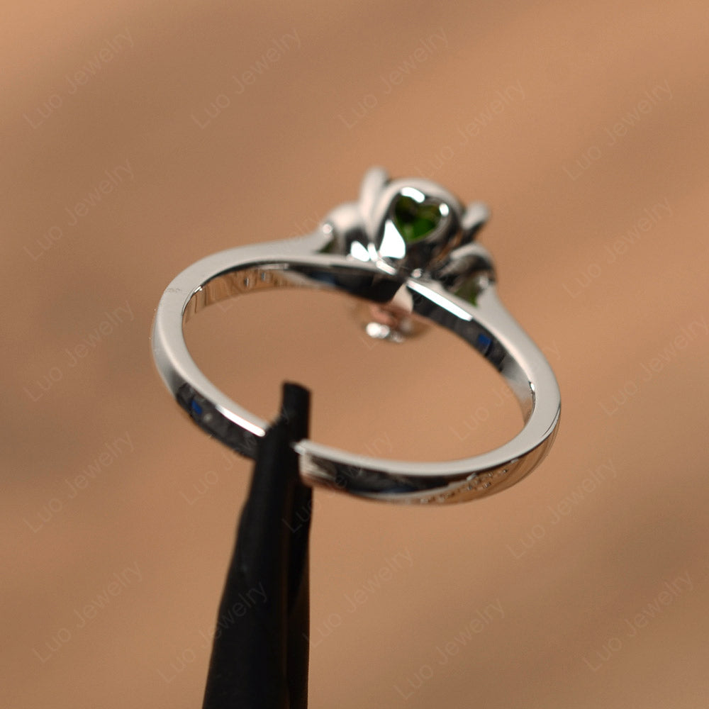 Flower Diopside Solitaire Engagement Ring - LUO Jewelry