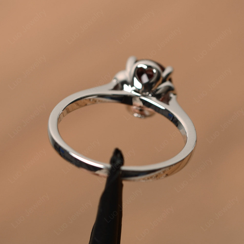 Flower Garnet Solitaire Engagement Ring - LUO Jewelry