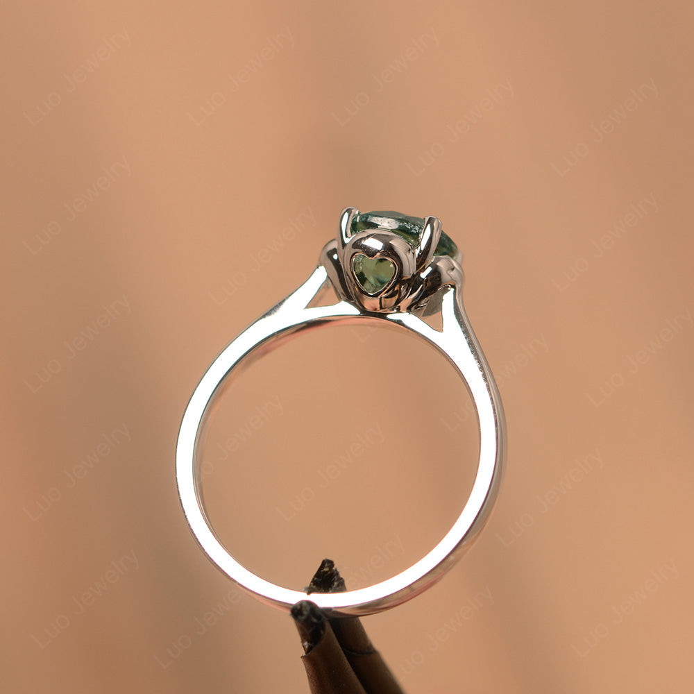 Flower Green Sapphire Solitaire Engagement Ring - LUO Jewelry