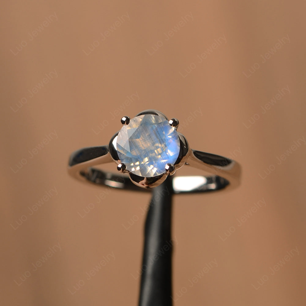 Flower Moonstone Solitaire Engagement Ring - LUO Jewelry