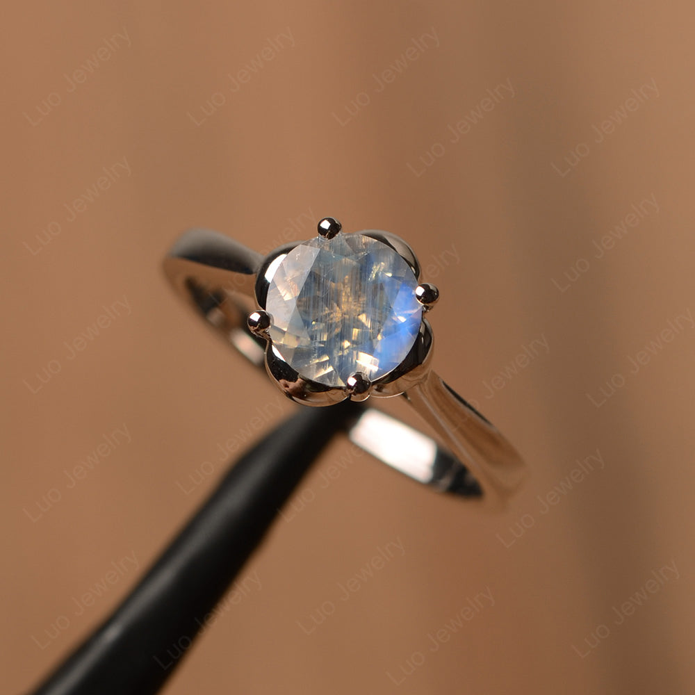 Flower Moonstone Solitaire Engagement Ring - LUO Jewelry