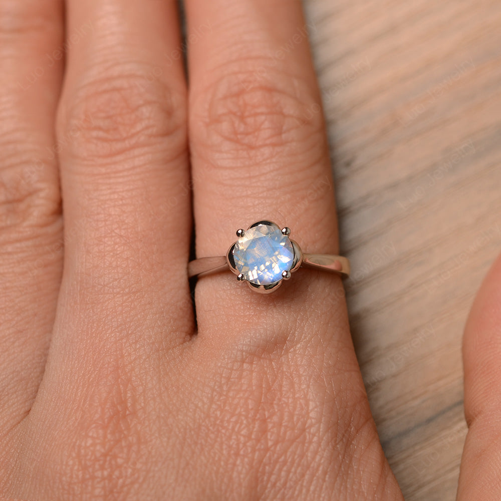 Flower Moonstone Solitaire Engagement Ring - LUO Jewelry