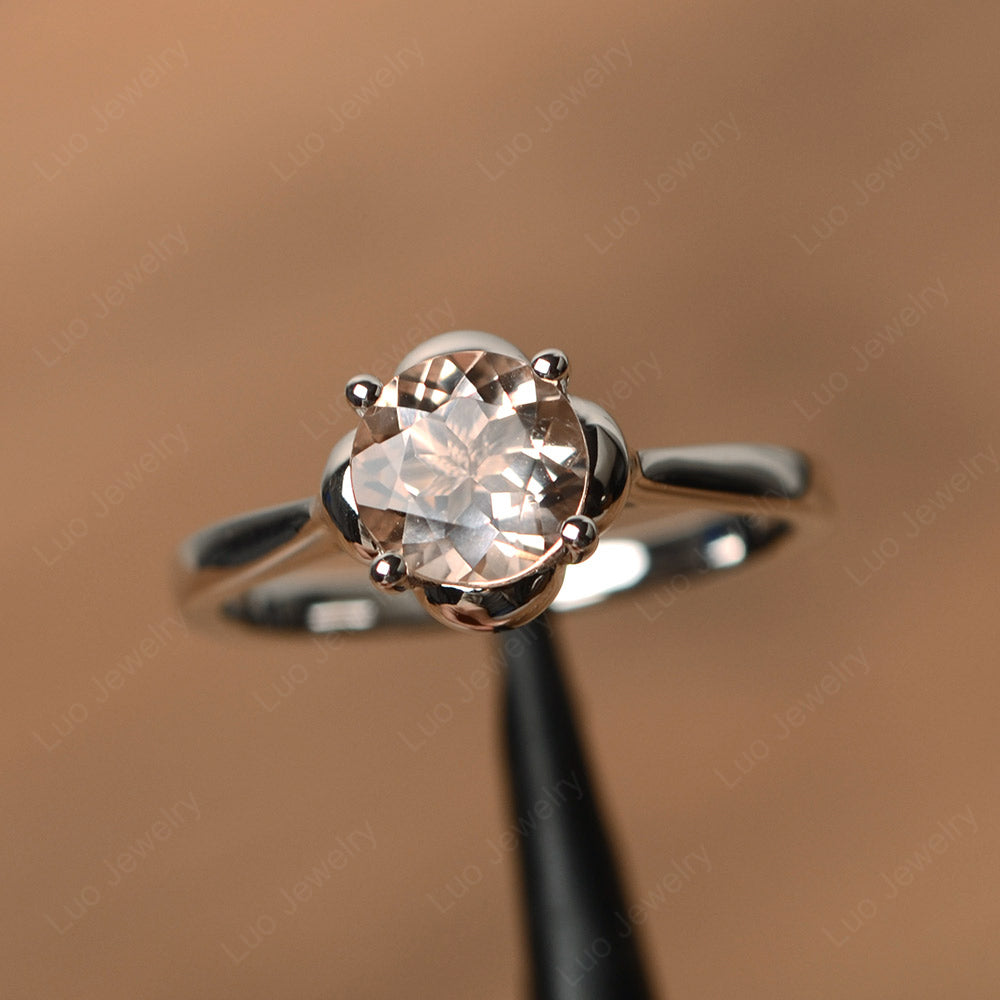 Flower Morganite Solitaire Engagement Ring - LUO Jewelry