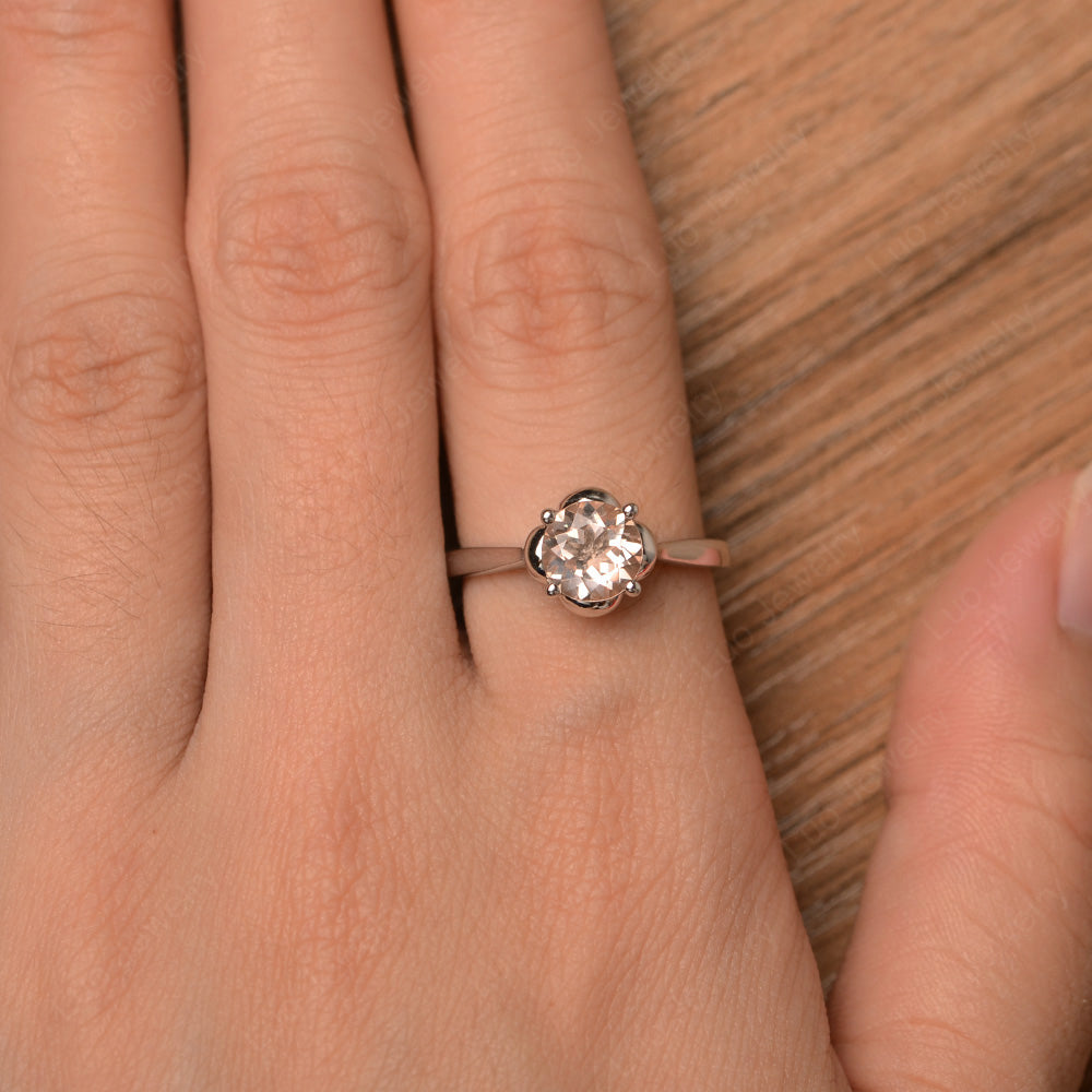 Flower Morganite Solitaire Engagement Ring - LUO Jewelry