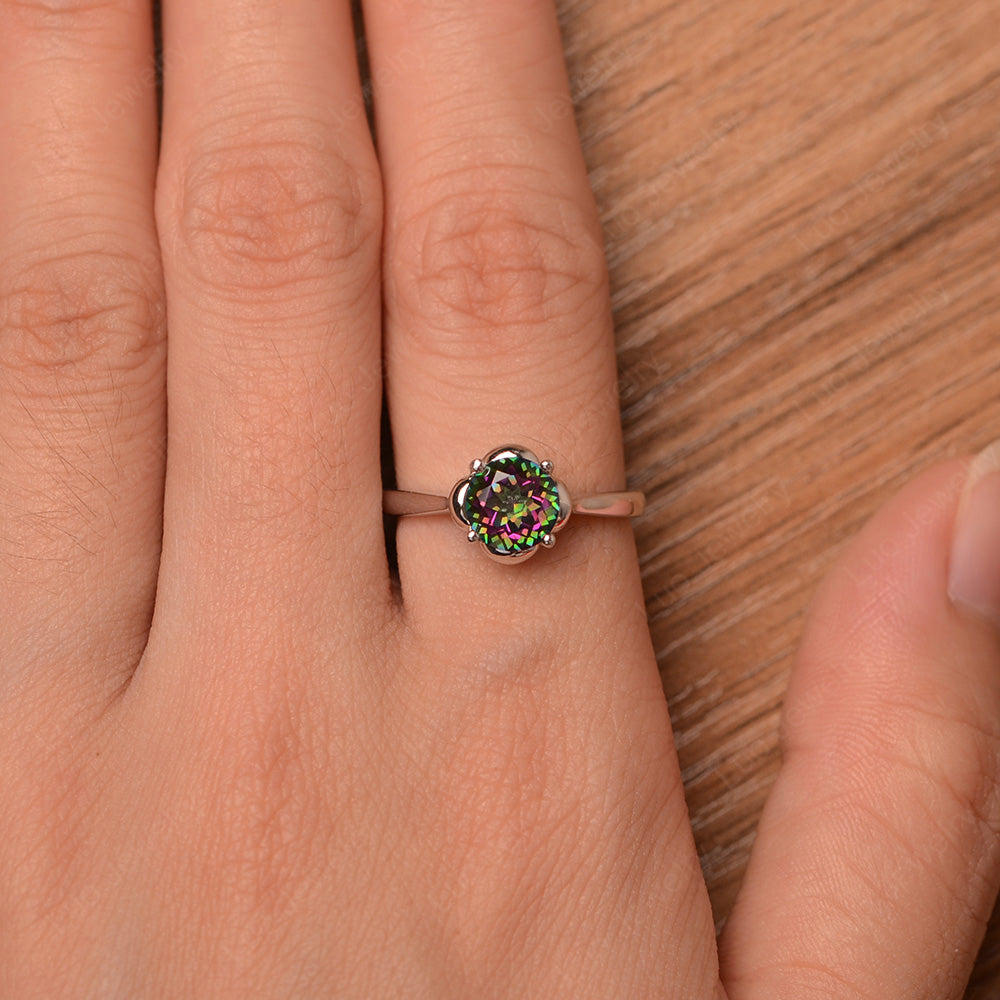Flower Mystic Topaz Solitaire Engagement Ring - LUO Jewelry