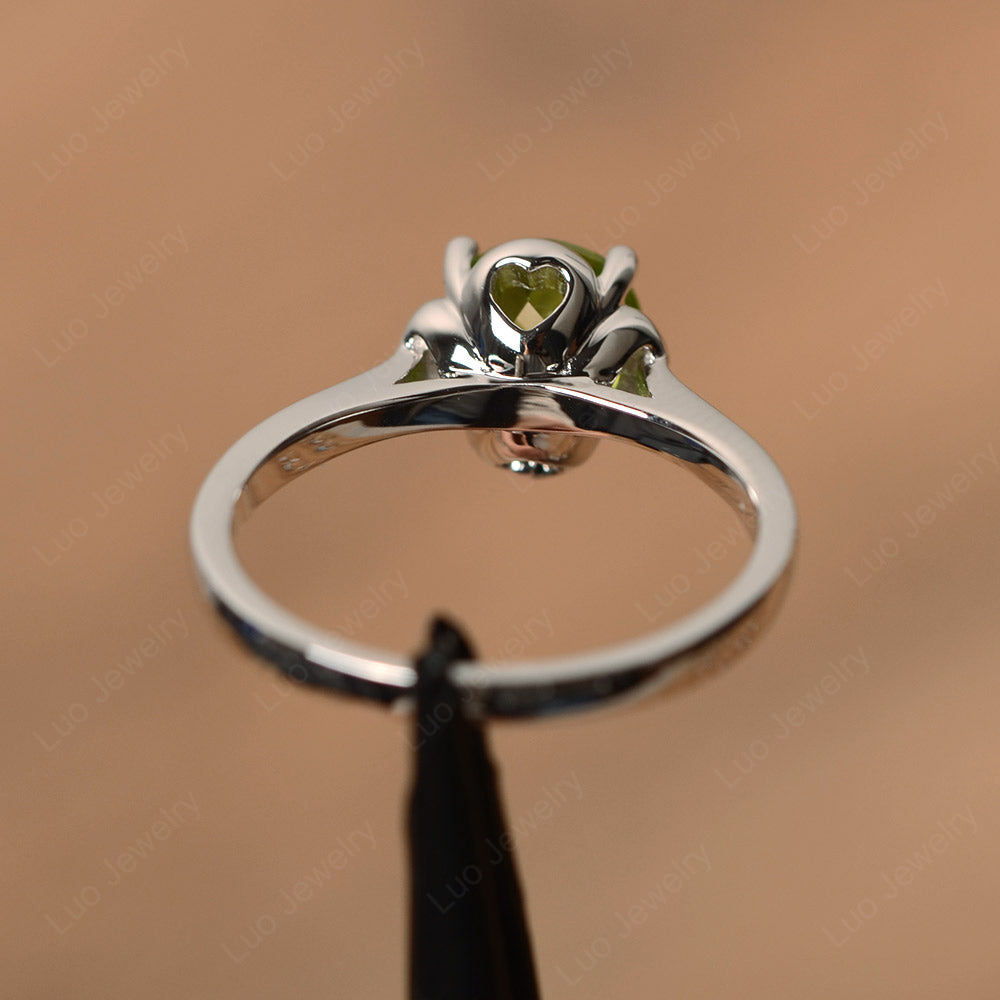 Flower Peridot Solitaire Engagement Ring - LUO Jewelry