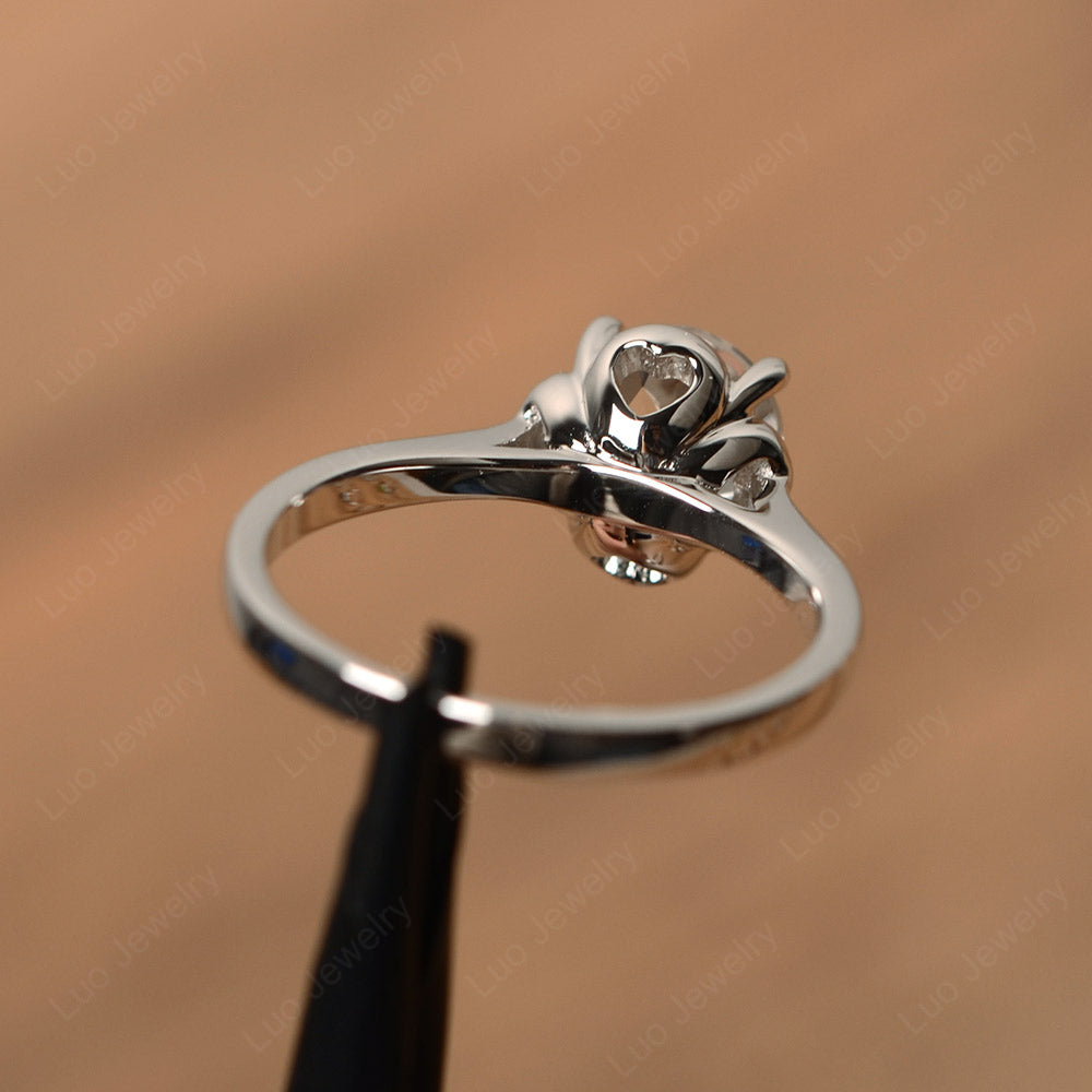 Flower White Topaz Solitaire Engagement Ring - LUO Jewelry