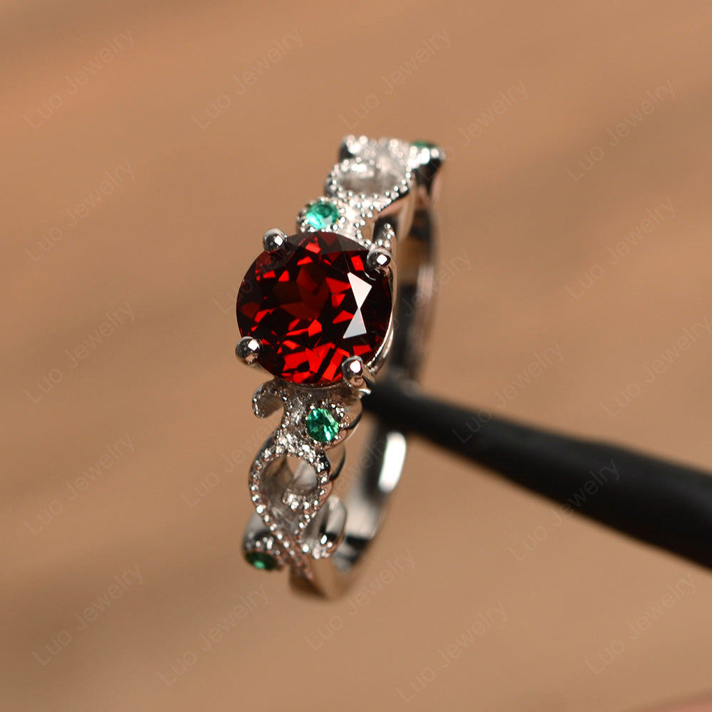 Vintage Garnet Ring Art Deco Yellow Gold - LUO Jewelry