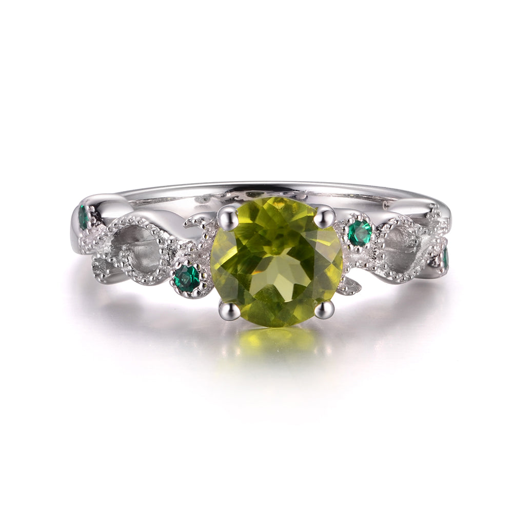 Vintage Peridot Ring Art Deco Yellow Gold - LUO Jewelry