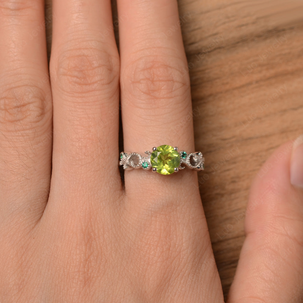 Vintage Peridot Ring Art Deco Yellow Gold - LUO Jewelry