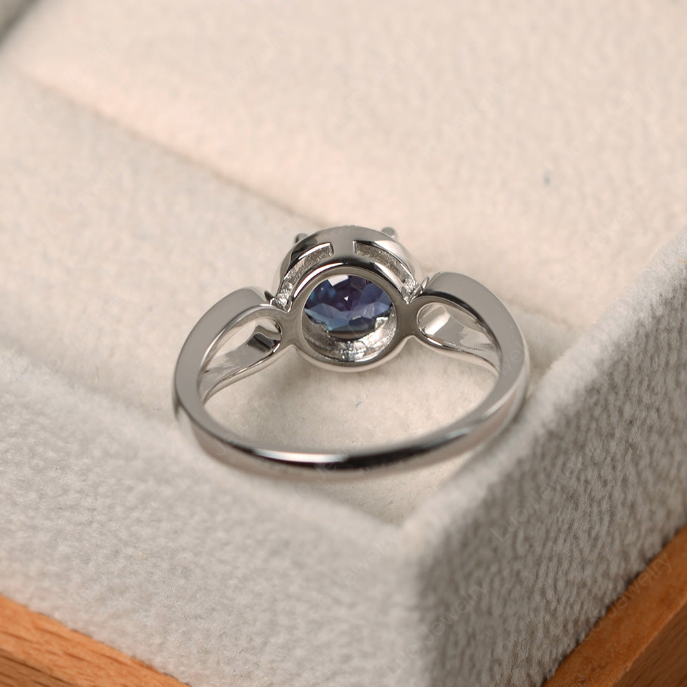 Alexandrite Halo Engagement Ring Split Shank - LUO Jewelry